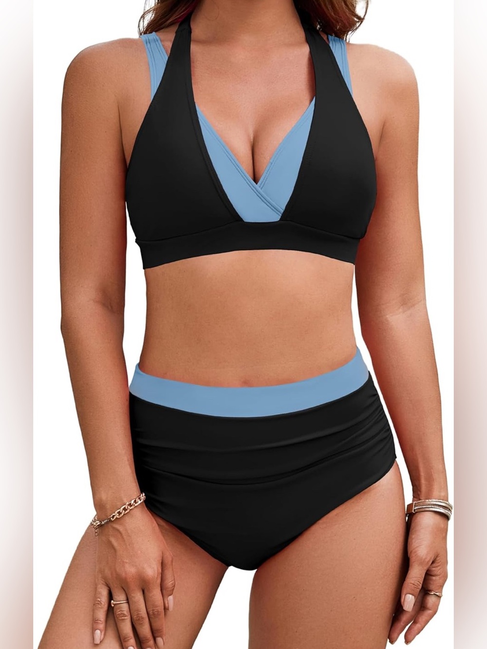 BMJL Women’s Tummy Control Halter Neck Bikini Set